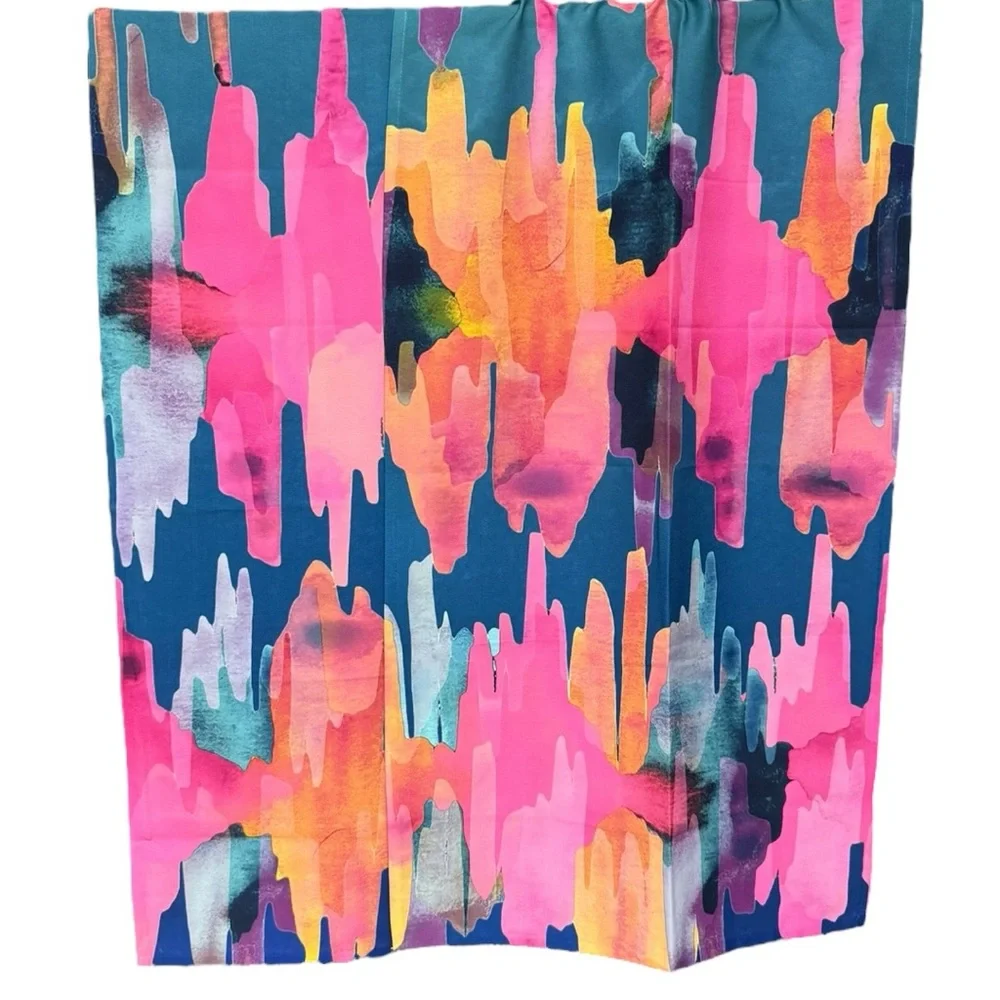 Bungalow Rose Sunset Watercolor Curtain Pair Pink Blue Southwestern Print Aztec